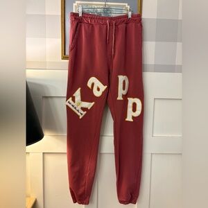 Men's Red Sweatpants with Letter Patches